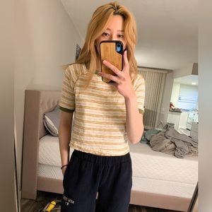 Madewell Yellow and White Striped Shirt
